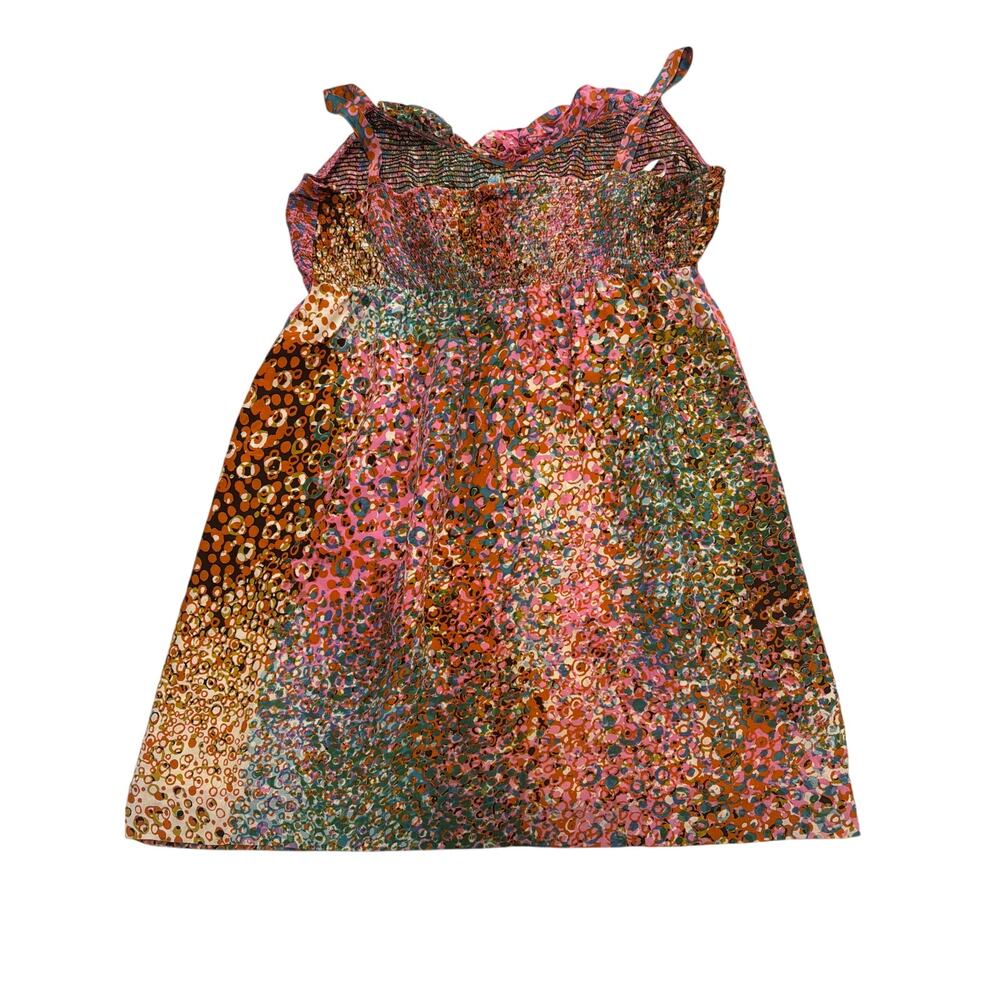 Anthropologie Size L Maeve Confetti Whirl Dress smocked bodice ruffle 100% silk. - Picture 9 of 9
